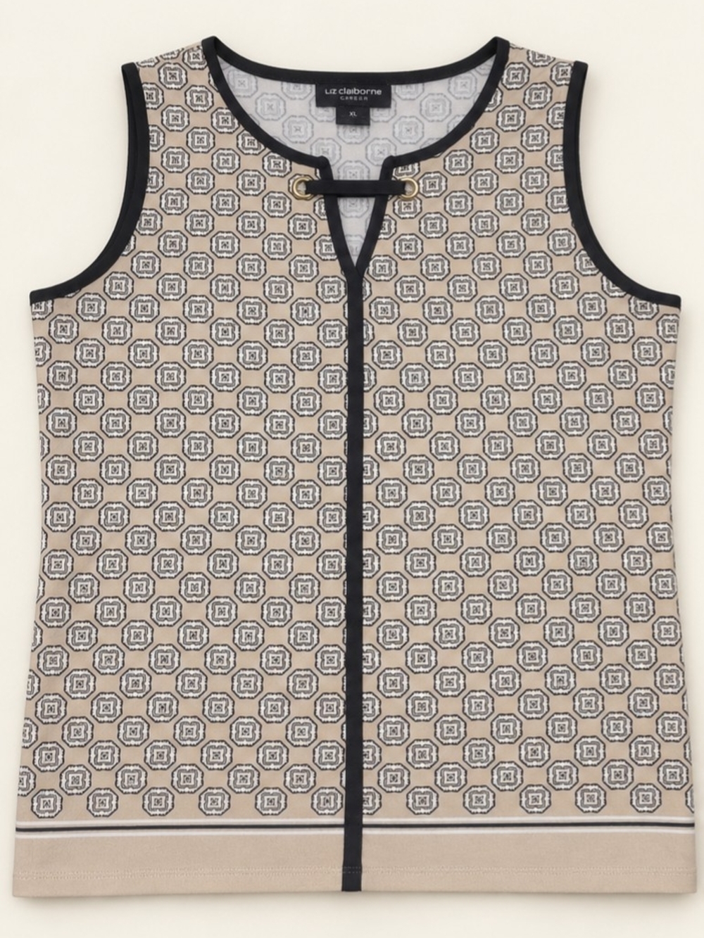 Liz Claiborne Career Women’s XL Geometric Print Sleeveless Blouse